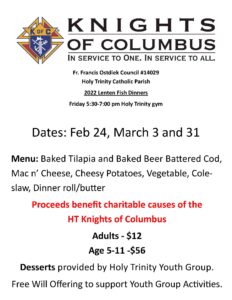 Knights of Columbus Fish Dinner